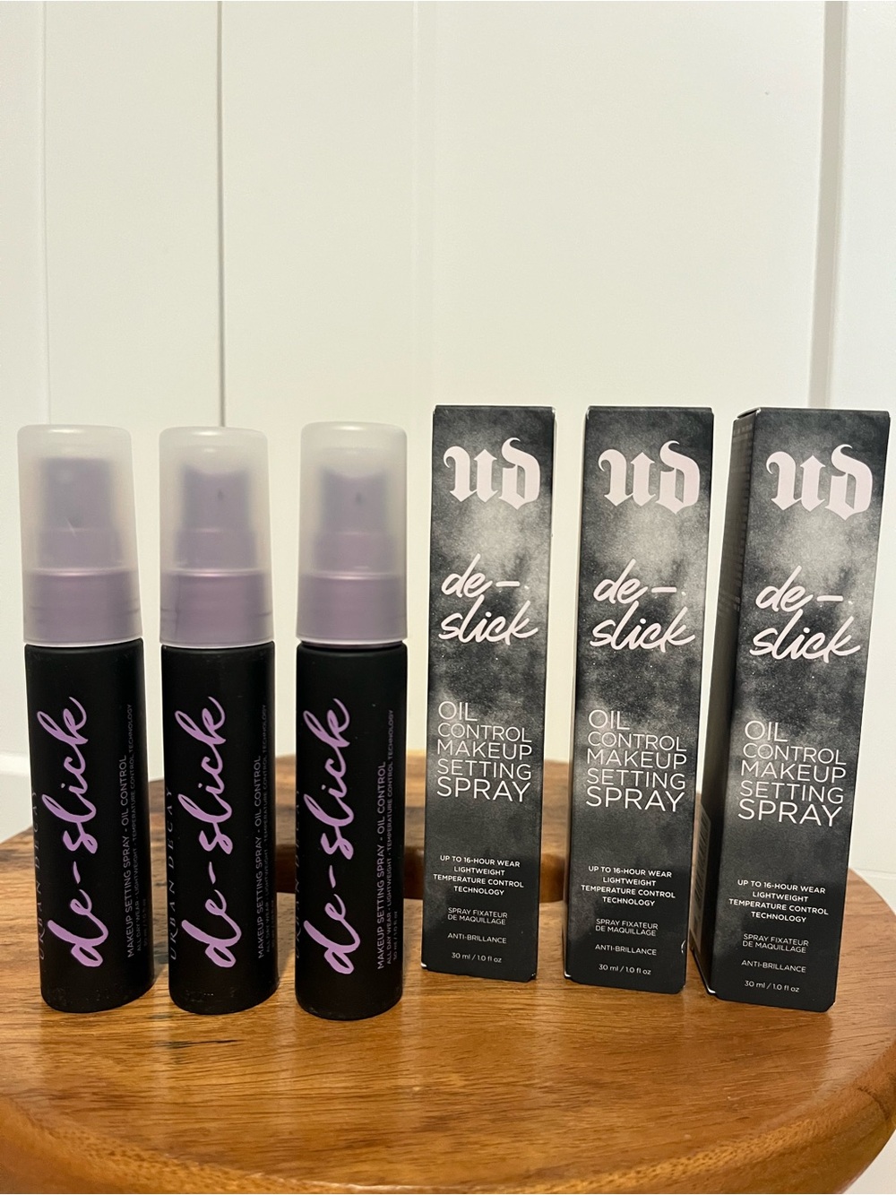 THREE Urban Decay De-Slick Oil Control Makeup Setting Spray — 30mL each